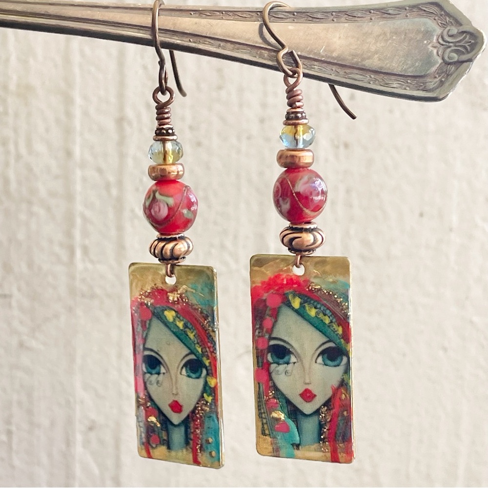 ARTISAN Earrings “Bohemian Girl” - Dangles - Picture 4 of 11